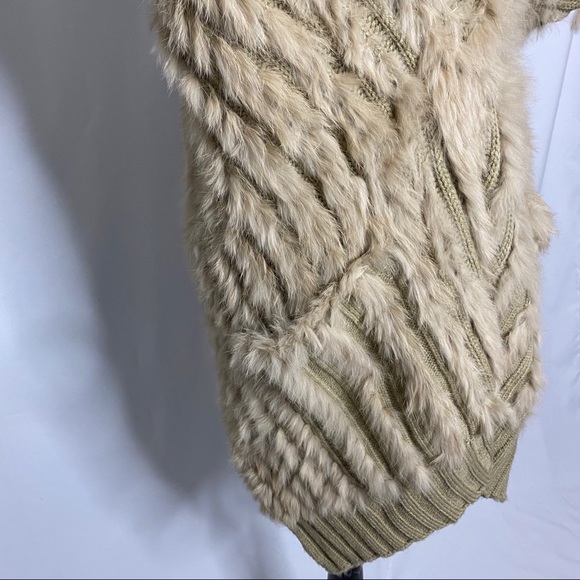 Alberto Makali Beige Rabbit Fur Knit Cardigan - Picture 6 of 12